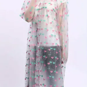 Imperméable femme épais transparent à motif cœur - Coupe-vent et imperméable intégral en EVA
