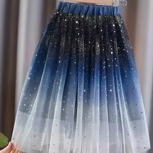 Jupe en tulle dégradé couleur été pour filles