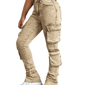 Jean skinny taille haute pour filles - Pantalon extensible et opaque