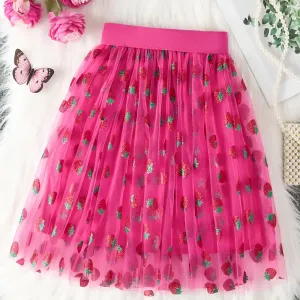 Jupe princesse rose fraise en maille pour filles