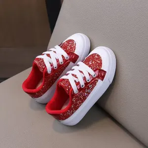 Baskets basses KOSISOK pour filles - Rouges et pailletées
