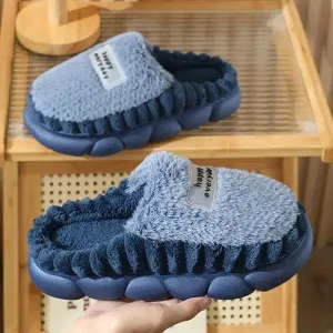 Pantoufles confortables pour homme, doublées polaire et dotées d'une semelle en caoutchouc