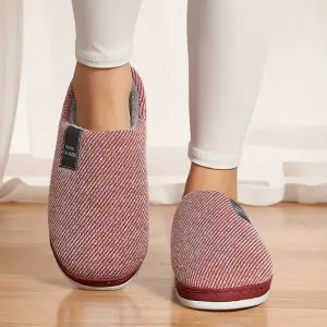 Pantoufles d'intérieur Pmoiste pour femme, rayées, chaudes et moelleuses