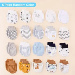 Lot de 6 moufles pour nouveau-né, couleurs aléatoires