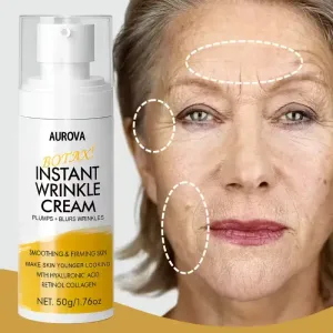 Crème anti-rides instantanée AUROVA à l'acide hyaluronique, au rétinol et au collagène
