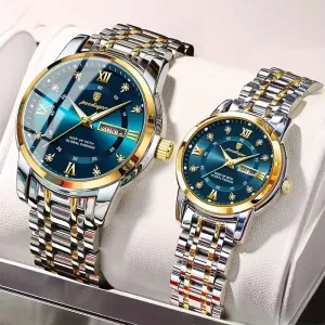 Lot de 2 montres POEDAGAR assorties pour couple - Montres-bracelets analogiques à quartz