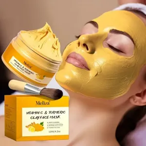 Masque nettoyant visage au curcuma et à la vitamine C. Masque à l'argile et au curcuma