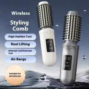 Brosse et fer à friser sans fil, appareil de coiffage 2 en 1 rechargeable