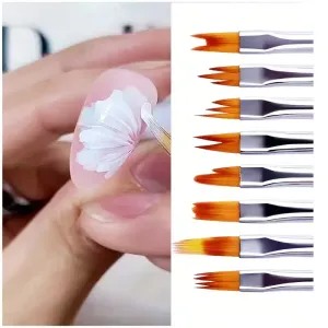 Kit de 8 pinceaux pour nail art - Outils professionnels pour acrylique et gel