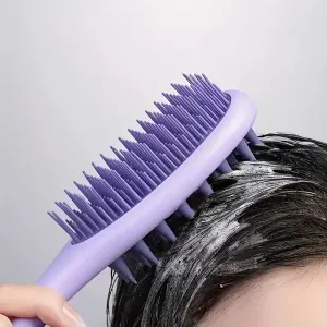 Brosse de massage du cuir chevelu double face à manche long