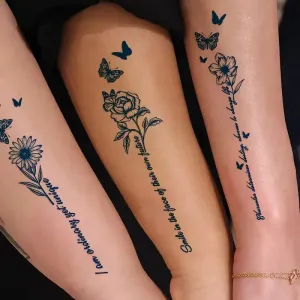 Lot de 3 tatouages ​​semi-permanents minimalistes à motifs floraux et papillons