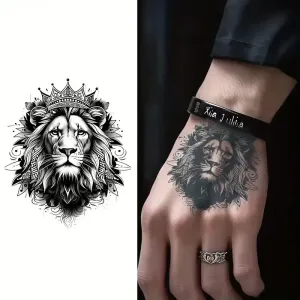 Tatouages ​​temporaires réalistes de lion - Marquages ​​corporels résistants à l'eau et à la lumière