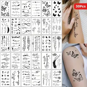 30 feuilles d'autocollants corporels temporaires et imperméables
