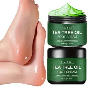 Crème pour les pieds à l'huile d'arbre à thé (2 pièces), enrichie en vitamine E, aloe vera et menthe