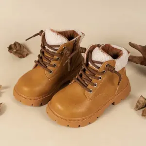 Bottes pour garçons, style rustique, avec semelle épaisse et chaude en caoutchouc