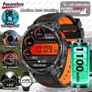 Montre connectée homme 2025, écran HD 1,7 pouce, batterie haute capacité 1100 mAh