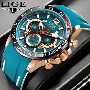Montre LIGE à quartz avec aiguilles et date luminescentes