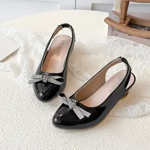Sandales Mary Jane à nœud papillon et strass pour filles