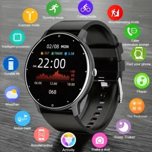 Montre connectée unisexe, écran tactile 3,25 cm avec notifications, appel