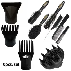 Ensemble de 10 outils de coiffure | Bonnet de sèche-cheveux, brosse à friser, peigne