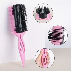 Brosse à cheveux bouclés (1 pièce) avec poils en crinière et manche en plastique ABS