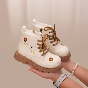 Bottes d'hiver pour filles avec broderie florale