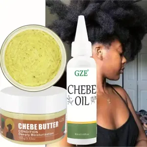 Coffret de 2 produits capillaires GZE Chebe : 60 ml d’huile de Chebe et 100 g de beurre de Chebe
