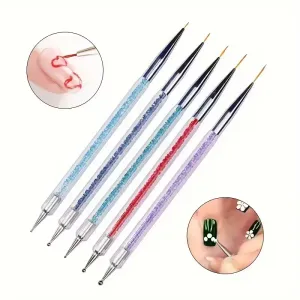 Un ensemble de 5 pinceaux à manucure double embout, comprenant des pinceaux de précision