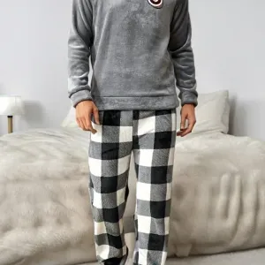 Ensemble pyjama minimaliste pour homme en flanelle chaude