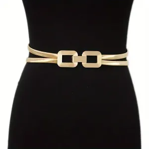 Ceinture élastique dorée élégante pour femme, à double ressort
