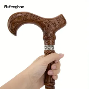 Bâton en bois élégant | Marron fleuri, 93 cm, canne décorative en bois pour cosplay de vampire
