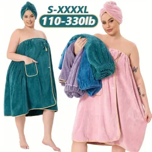 Ensemble 2 pièces : peignoir et bonnet de bain extra larges - Capacité de charge 50-150 kg