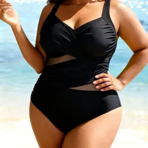 Maillot de bain une pièce grande taille pour femme, été, avec bretelles croisées