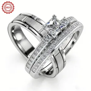 Alliances en argent sterling 925 pour les futurs mariés, hommes et femmes