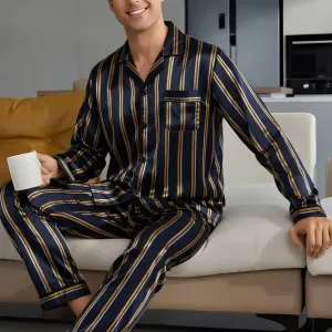 Ensemble pyjama homme quatre saisons à manches longues, ensemble deux pièces