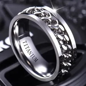Bague en acier titane de 8 mm de large - Bague anti-stress élégante pour homme