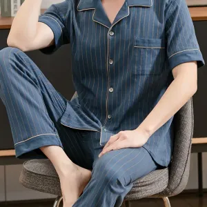 Ensemble pyjama d'été pour homme, composé d'un t-shirt à manches courtes