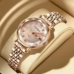 Montre de luxe pour femme POEDAGAR, à quartz, lumineuse