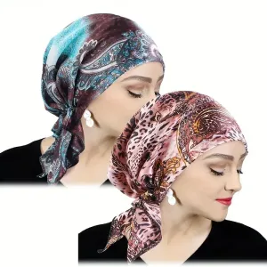 Lot de 2 chapeaux triangulaires imprimés et colorés, style foulard