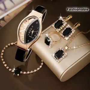 Un ensemble de 6 montres élégantes et raffinées pour femme, accompagné d'un collier carré chic