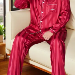 Ensemble pyjama homme grande taille avec manches longues et pantalon