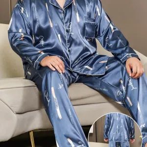 Ensemble pyjama homme grande taille, chemise à manches longues et pantalon