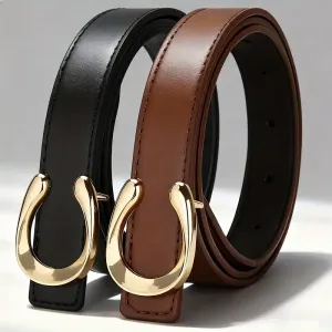 Ceinture détachable en cuir PU (lot de 2) avec boucle lisse en alliage de zinc