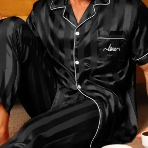 Ensemble pyjama homme 2 pièces : haut à manches courtes, pantalon long