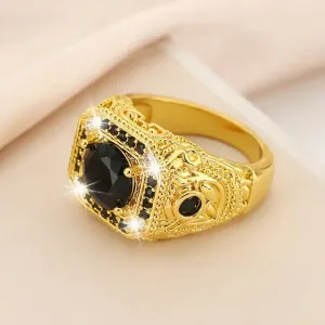 Bague homme d'affaires luxueuse ornée de motifs noirs et mystérieux