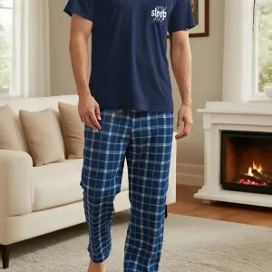 Pyjama 2 pièces grande taille homme - T-shirt manches courtes oversize et pantalon assorti