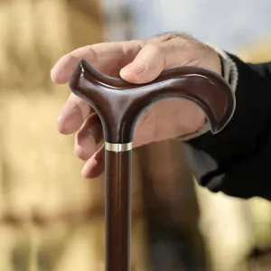 Canne élégante en bois pour hommes et femmes - Poignée Derby confortable