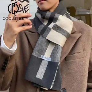 Écharpe homme automne-hiver, chaude et à carreaux, idéale pour les étudiants