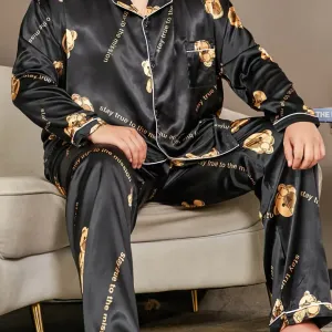 Ensemble homme décontracté Kung Fu Bear, comprenant une chemise à manches longues