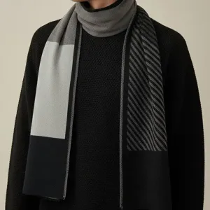 Écharpe homme 100 % polyester, tricotée pour l'automne et l'hiver